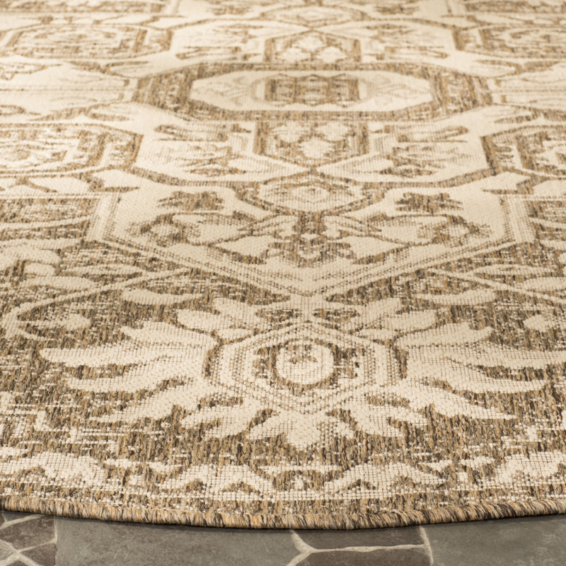 Glass Hooked Cream/Beige Indoor/Outdoor Rug, Rectangle 155 x 229 cm