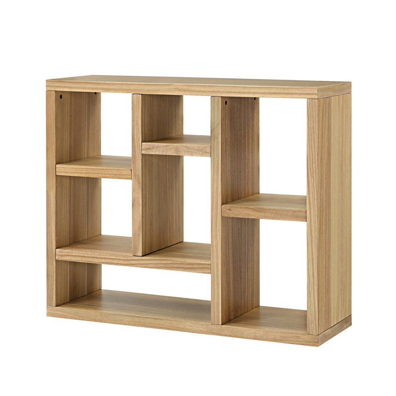 Open Wooden Open Shelf Bookcase, Freestanding Display Storage Cabinet with 7 Cube Storage Spaces, Floor Standing Bookshelf, Entryway, Living Room Storage Cabinet