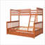 Lit superposé simple au-dessus d'un lit double avec tiroirs de rangement, structure en bois de pin massif, aucun sommier nécessaire, finition noyer pour chambre d'amis / deuxième chambre