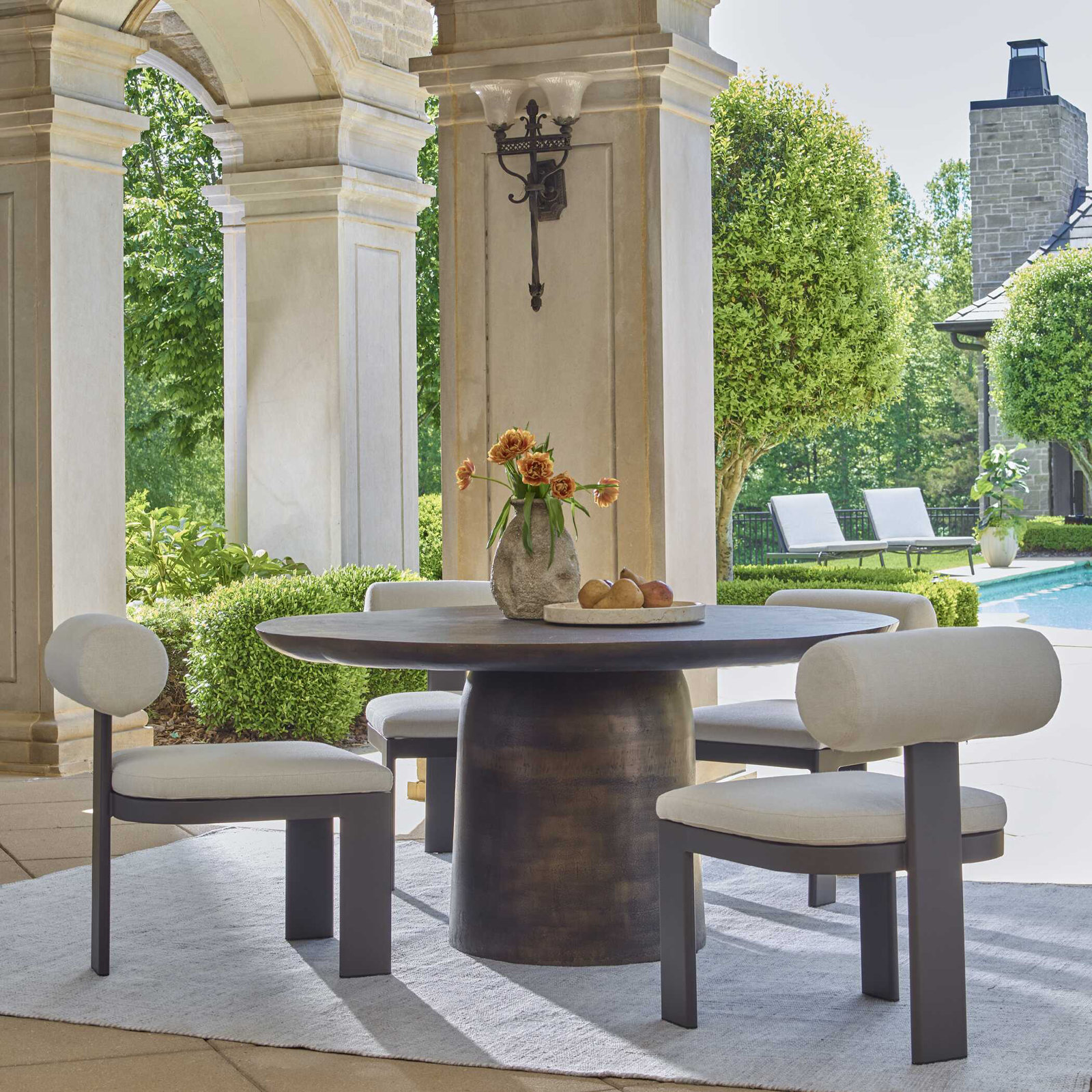 60" Patio Dining Table, Brown