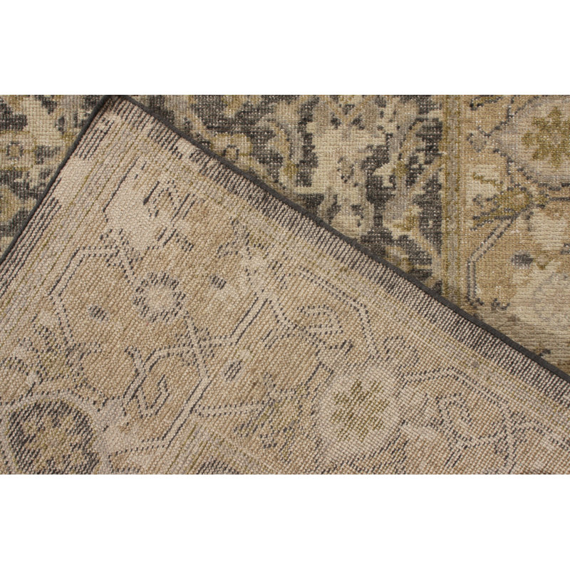 Distressed Homage Hand Knotted Wool Floral Area Rug, Rectangle 5' x 8'