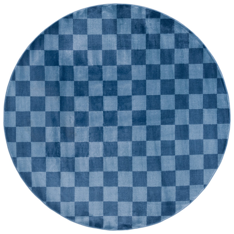Lavone Performance Checkered Rug, Round 6'7"