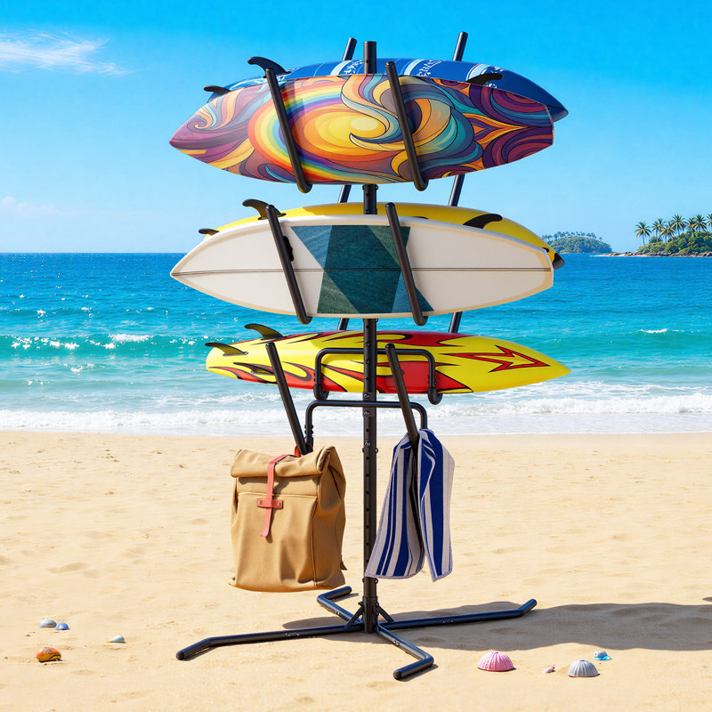 Support autoportant en métal à 6 niveaux, support réglable pour planche de surf, SUP, canoë et planche à pagaie