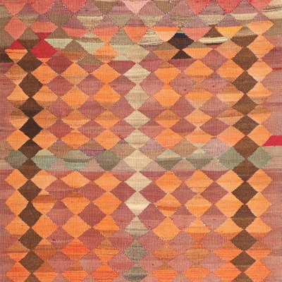 Tapis orange contemporain/zone rose pâle