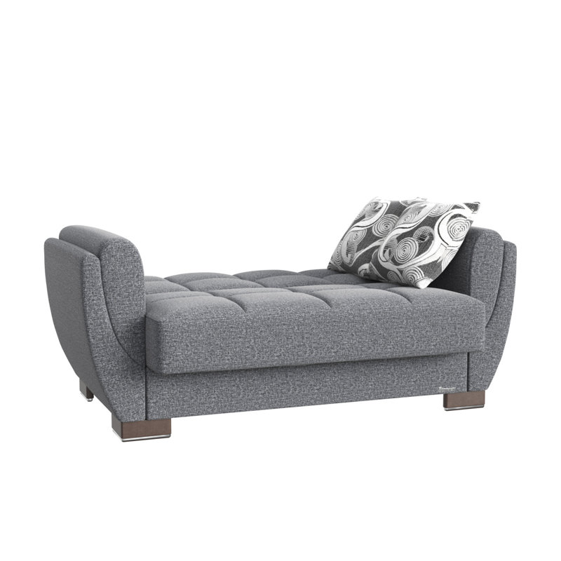 Causeuse convertible avec rangement en polyester gris Primenest Collection Nimbusflow, Polyester gris