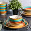 Ensemble 12 pièces de vaisselle en grès peint à la main Gibson Home Rainbow - Bleu-615698983