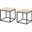 Lot de 2 tables d'appoint rectangulaires et minces en chêne naturel, idéales pour diverses pièces, spacieuses et robustes.
