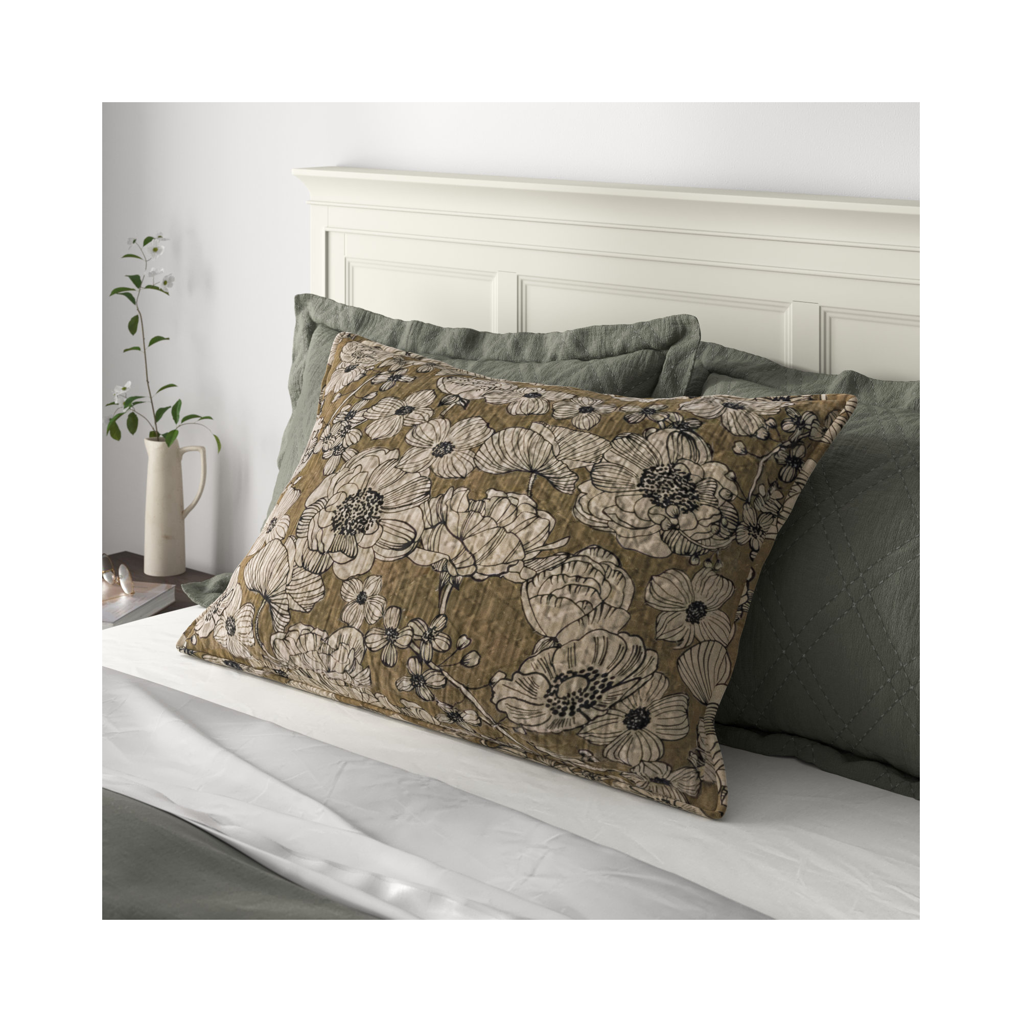 Kimpton Cotton Sham Set, King, Laurel/Beige
