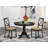 3 Piece Dining Table Set for Small Spaces Contains a Round Dining Room Table with Pedestal and 2 Linen Fabric Chairs, Cappuccino-487529006-487529005