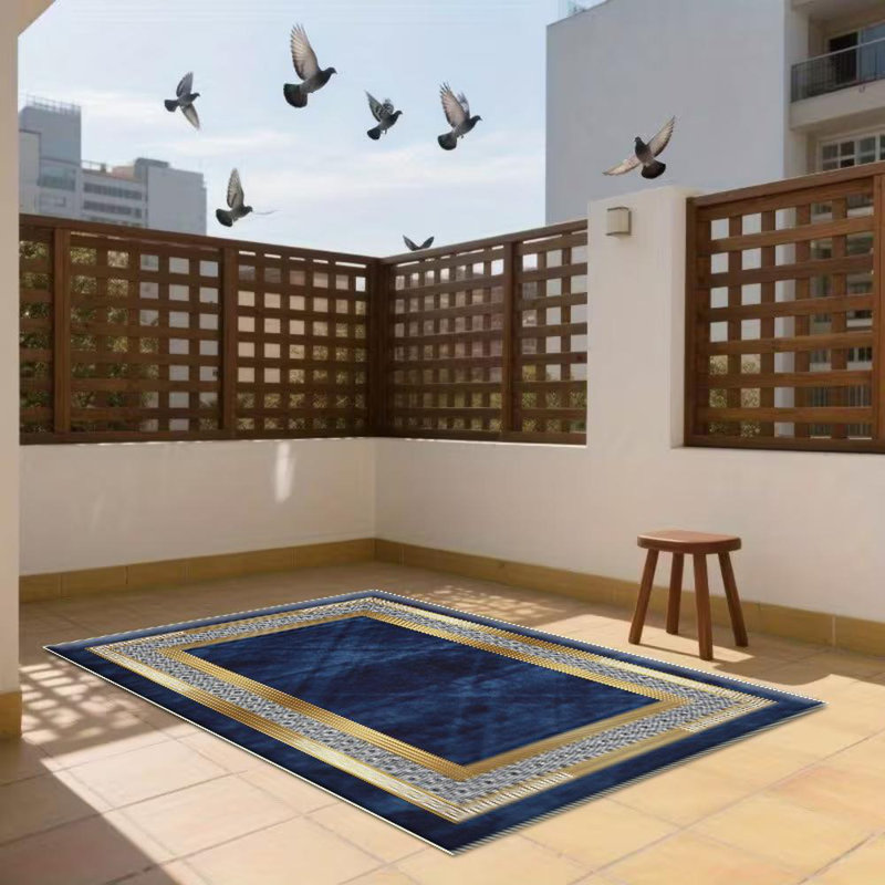 Antique Gold And Blue Geometric Pattern Area Rug, Soft And Lightweight, Suitable For All Seasons, Easy To Maintain And Easy To Clean, Machine Washable Carpet Floor Mat, Suitable For Living Room, Bedroom, Hallway, Balcony, Office, Room Decor, Home Decor,