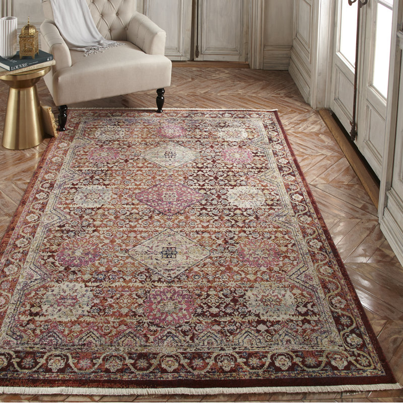 Tapis de zone rouille/beige handwoven Borgen, Rectangle 9 pi 6 po x 12 pi 7 po
