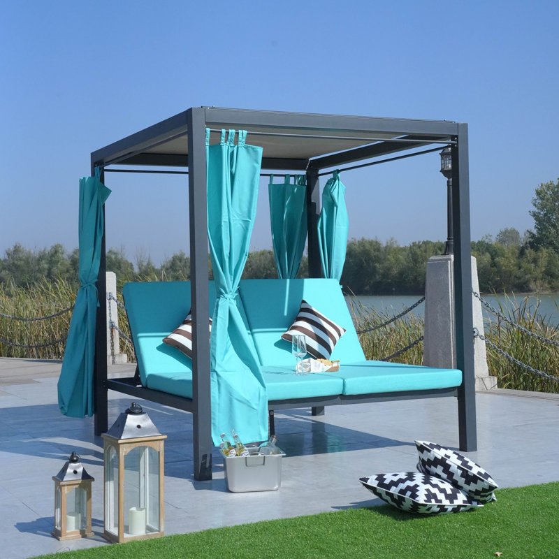 Kanari Outdoor Double chaise with Cushions, Navy
