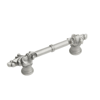 Charlemagne classic 4 inches c.c. pull with small Fleur De Lys on endsin Gilded Mercury