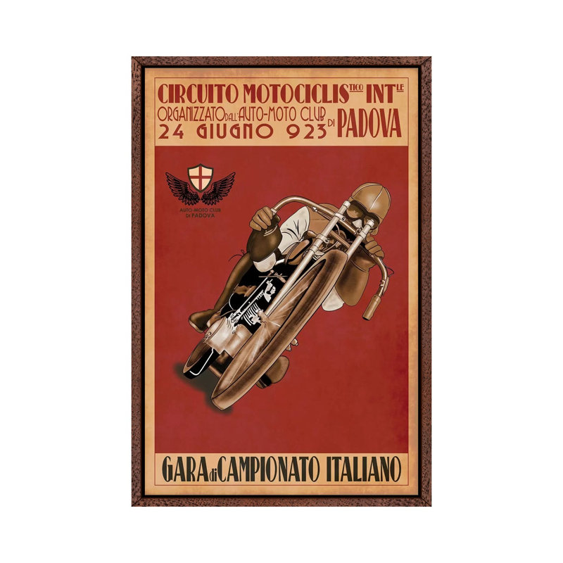 Circuito Motociclis by Mark Rogan - Painting on Canvas, Classic Brown Wood Framed, 66.04 cm H x 45.72 cm W