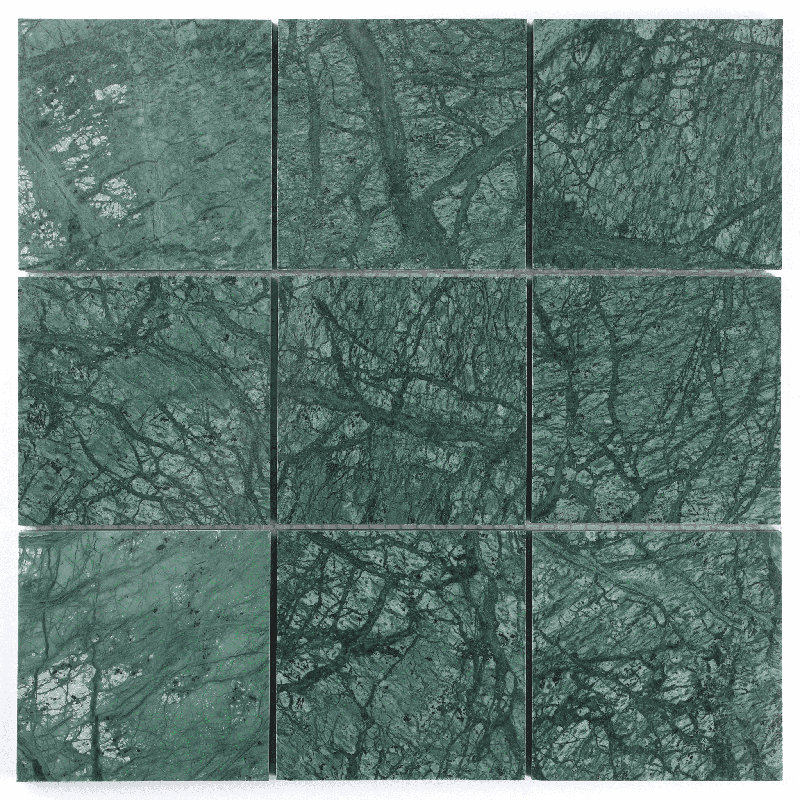 Natural Marble Polished Square Grid Mosaic Wall & Floor Tile, Green