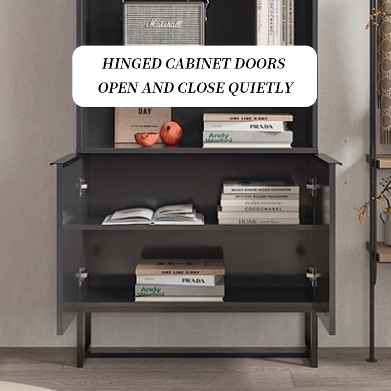 Rattan Cabinet Door Black Bookcase