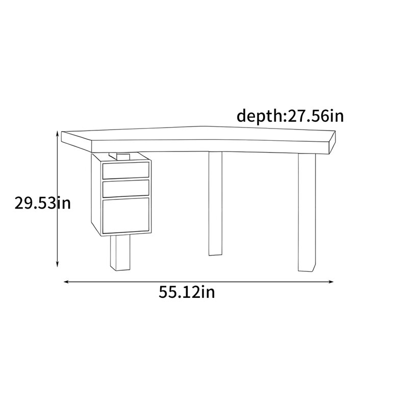 Nordic style minimalist desk, 29.53" H x 55.12" W x 27.56" D