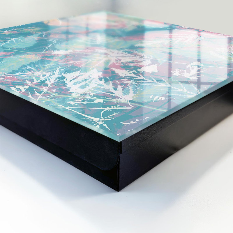 Key box for home, Opens to the right, 30x30x5, Black, Pastel leaves on a delicate background, 