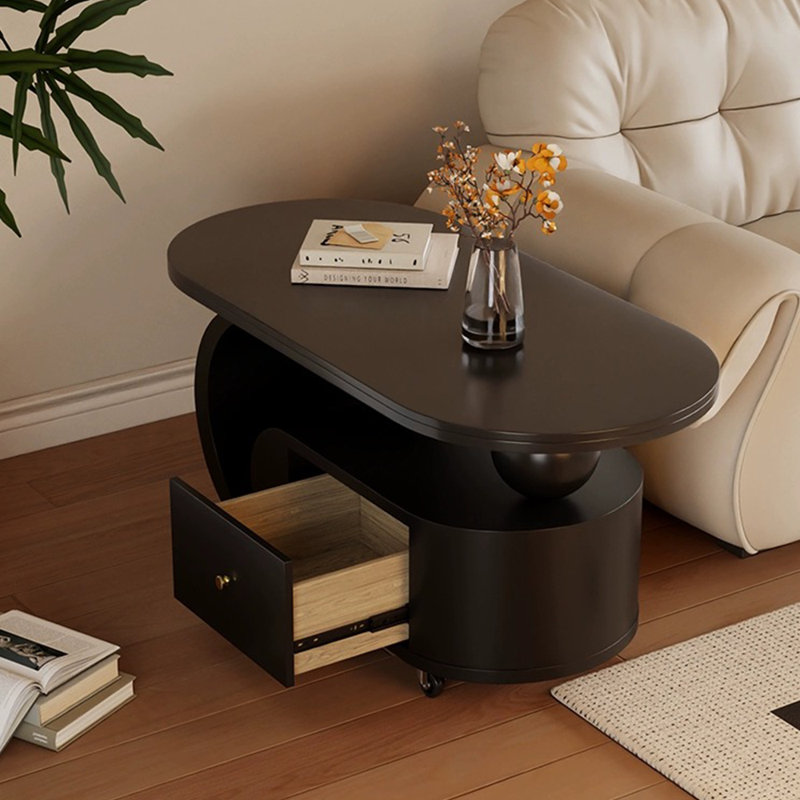 Table à thé en pierre, H 17,72 po x L 47,24 po x l 23,62 po, Noir, noir, noir, noir