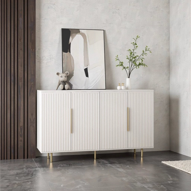 Buffet moderne avec rangement et tablettes réglables, Blanc