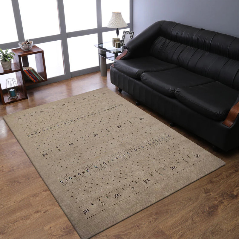 St Catherine Hand Knotted Loom Wool Eco-Friendly Area Rugs - Rectangle, Beige Color, Contemporary Modern Design, High Pile Thick Handmade Anti Skid Area Rugs for Living Room, Bed Room