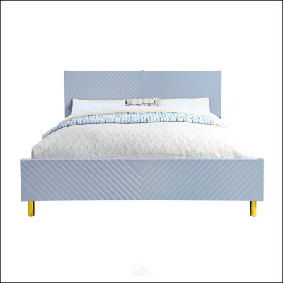 Gray High Gloss Finish Queen Bed