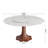 Round Stone Top With 360° Circular Rotating Lazy Susan Solid Wood Base Dining Table For 6-10-929940168-929940169-929940172