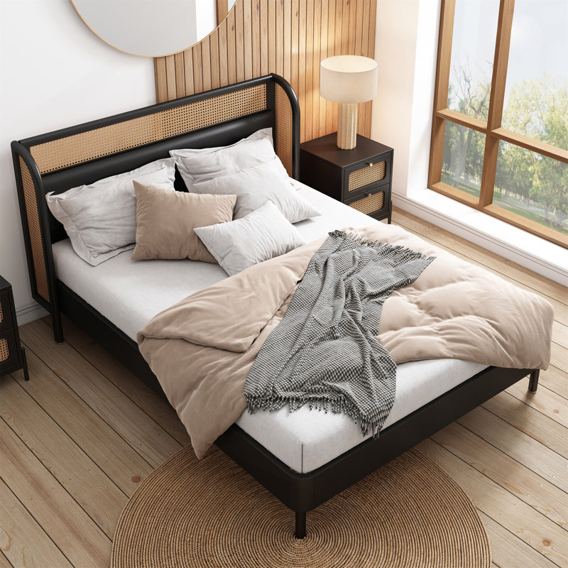 Modern Cannage Rattan Queen Bed - Stylish & Durable