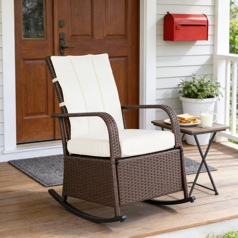 Fauteuil inclinable et berçant en rotin d'extérieur