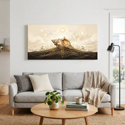 Ensemble de 1 tableau sur toile Coquillage doré