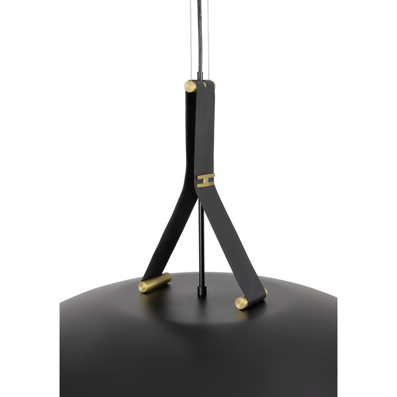 Volo 36" LED Pendant, Black, Dark Stained Walnut Disc, 3000K