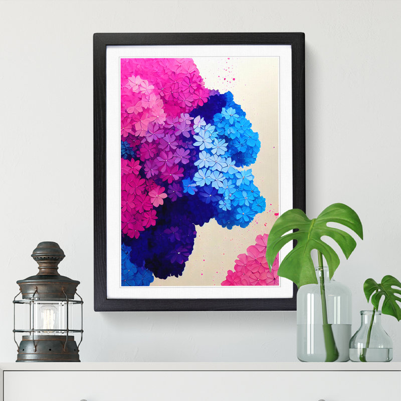 Strissel Hydrangea Flower Paint Splatter Vol.1 1 Piece Wall Art, 46cm H x 34cm W x 2cm D, Oak
