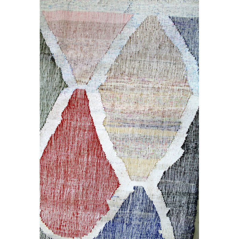 Tapis unique ivoire tissé à la main nouvel âge 12 pi 7 po x 14 pi 10 po Anjaro