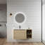 Meuble-lavabo mural avec lavabo en céramique blanche et une tablette de rangement-572569758