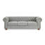 Canapé Chesterfield en lin capitonné avec accoudoirs rembourrés à 3 places avec garniture cloutée Chesterfield