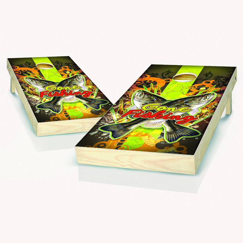 Ensemble de jeu de cornhole de pêche 2 'x 4' avec étui et lumières