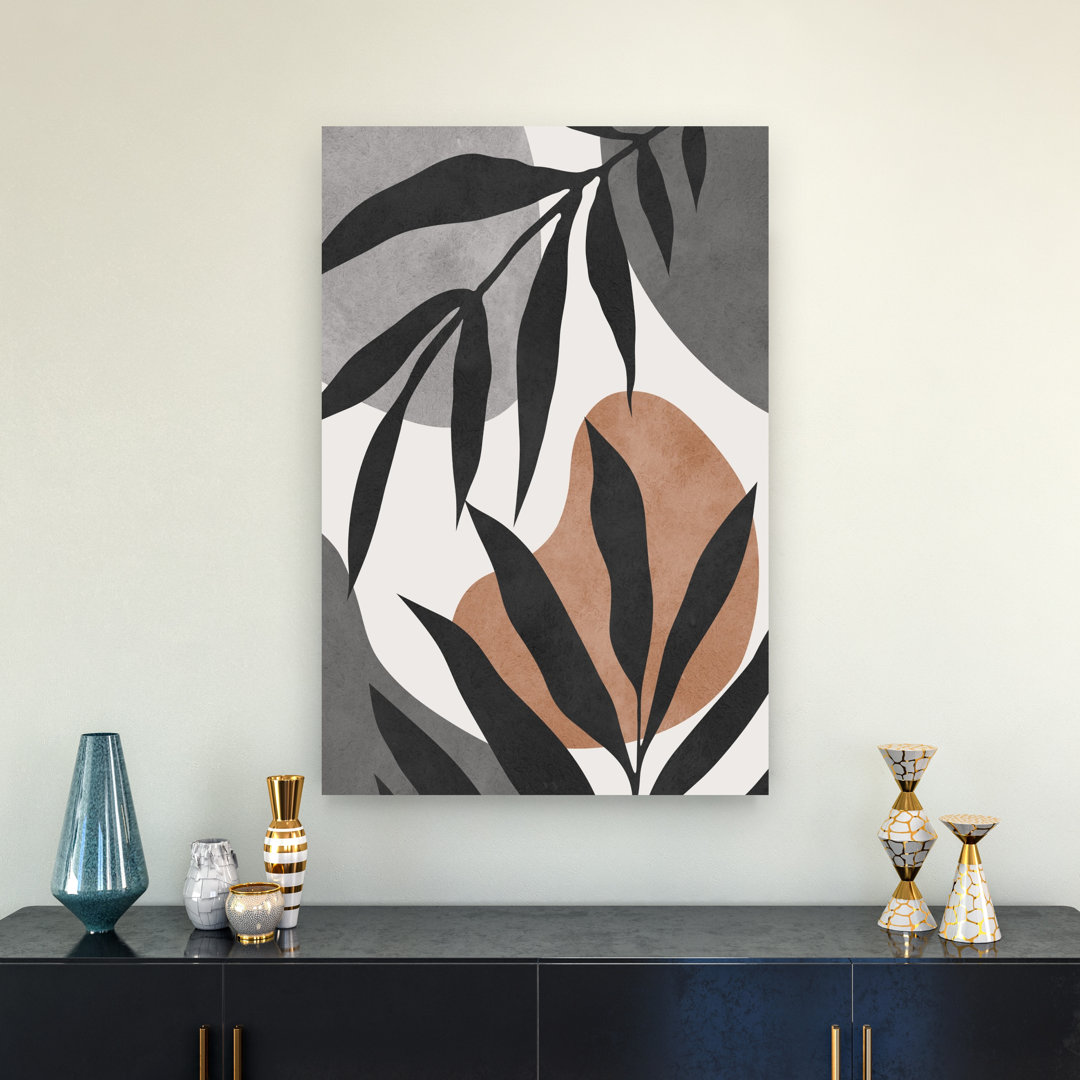Earthy Botanical Shapes Abstract Contemporary Minimalist Nature Plant Wall Art Print