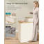 Laundry Hamper Laundry Sorter with Lid Storage Basket Bin Removable Liners Bamboo Frame 2 Sections 39.6 Gal. (150 L), Cream White