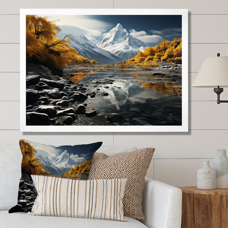 «Biddings» - Glacier Frozen Eternity - jaune, Cadre simple blanc, H 12 po x l 20 po x P 1 po