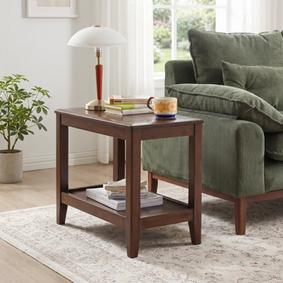 23.6" 2-Tier Solid Wood End Table