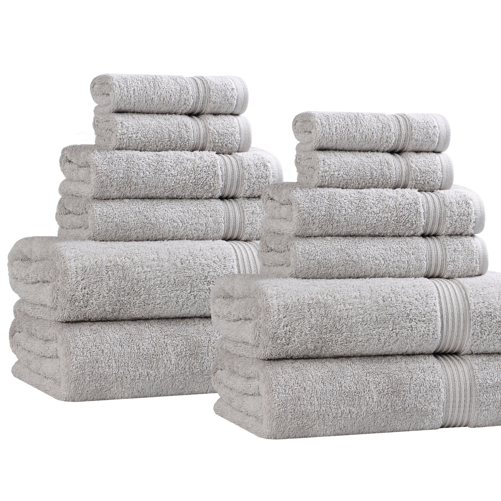 Guadlupe 12-Piece Egyptian Cotton Towel Set, Silver
