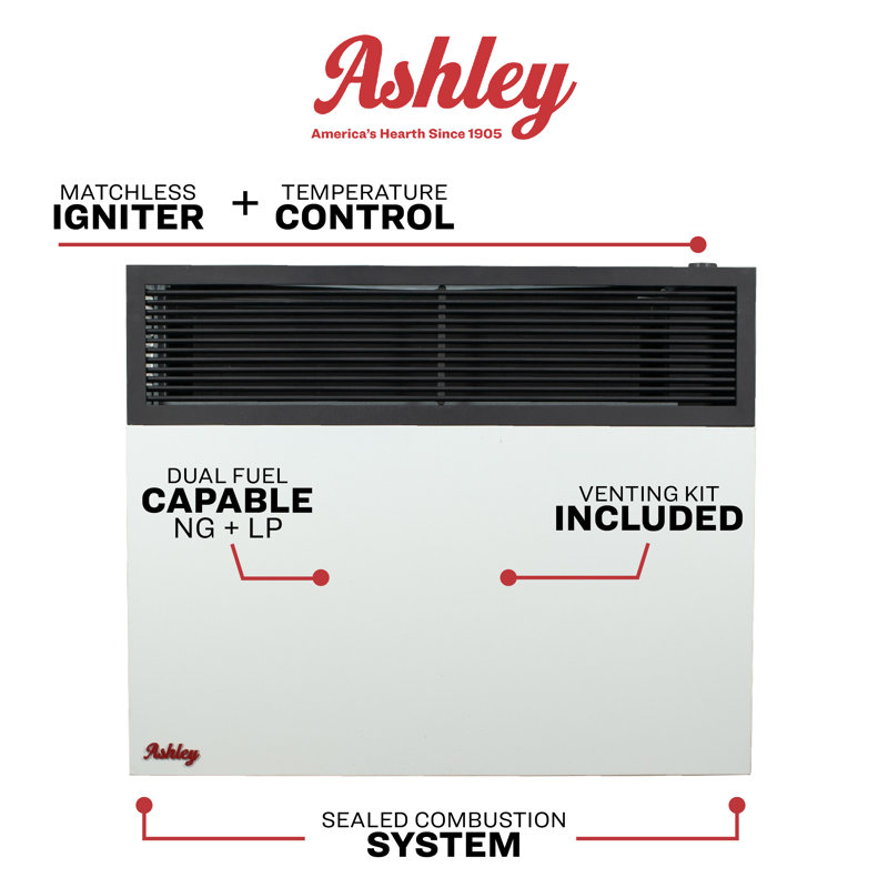 Ashley Direct Vent Wall Heater Liquid Propane, Natural Gas, 25k Btu