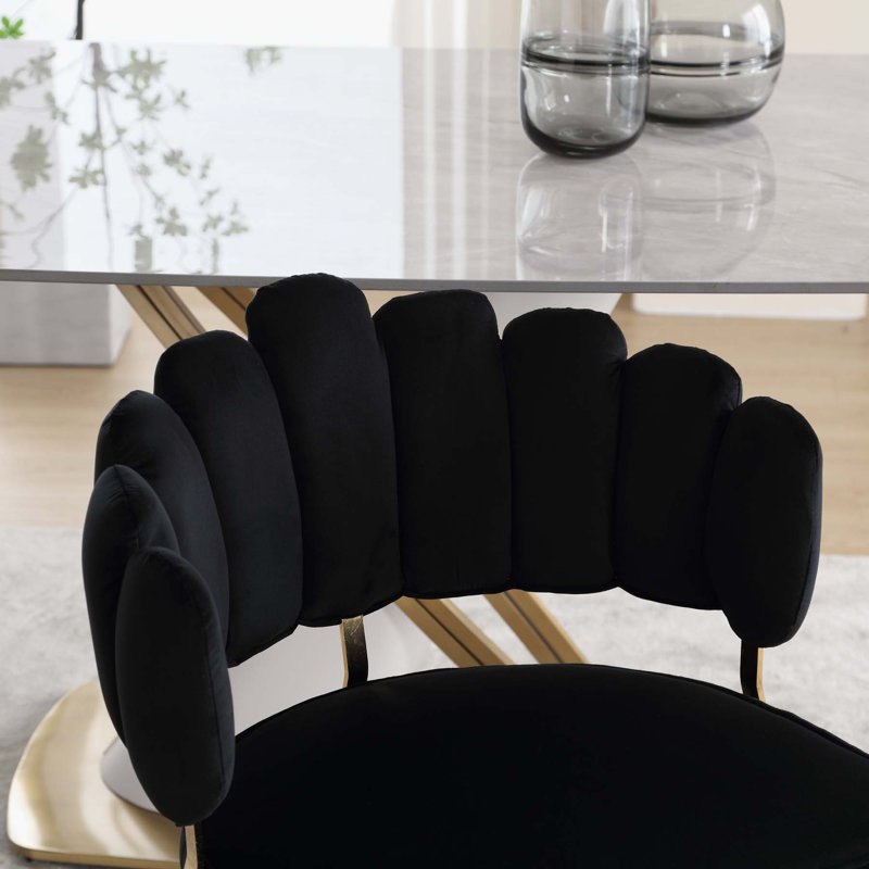 Durring Velvet Armchair, Black Velvet