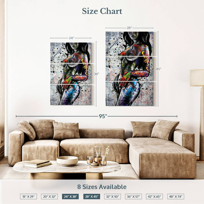 Impression sur toile Urban Body Art, H 45 po x l 28 po x P 1,25 po