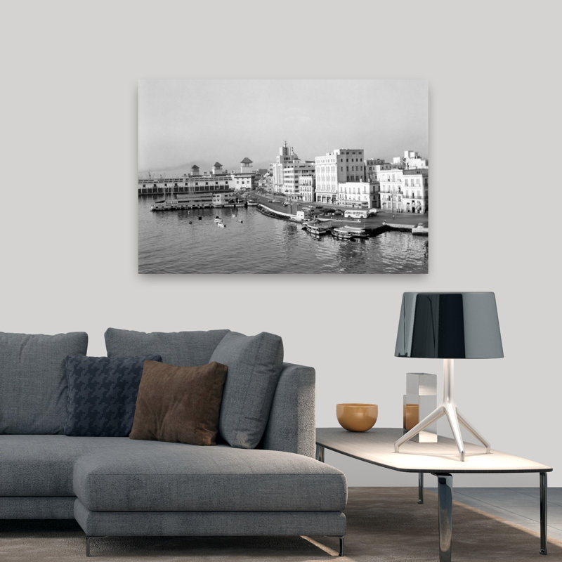«1950S Harbor Waterfront Havana Cuba», art rétro rétro tropical classique, H 32 po x l 48 po
