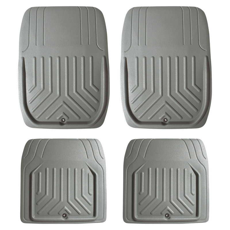 Leanid Faux Leather Deep Tray Floor Mats, Gray