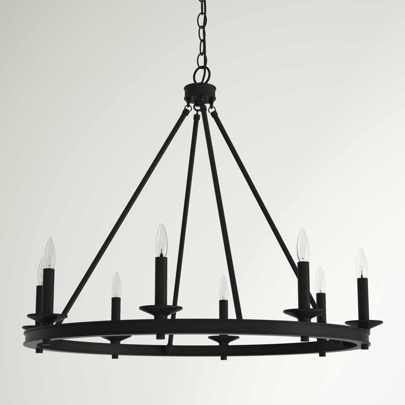 8-Light Chandelier, Bronze classique, H 25 po x l 33 po x P 33 po, 8