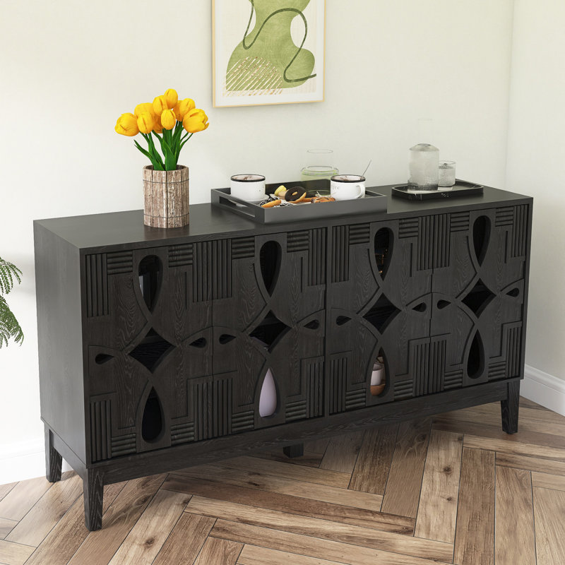 Buffet 60,5 "Mid Century, Noir