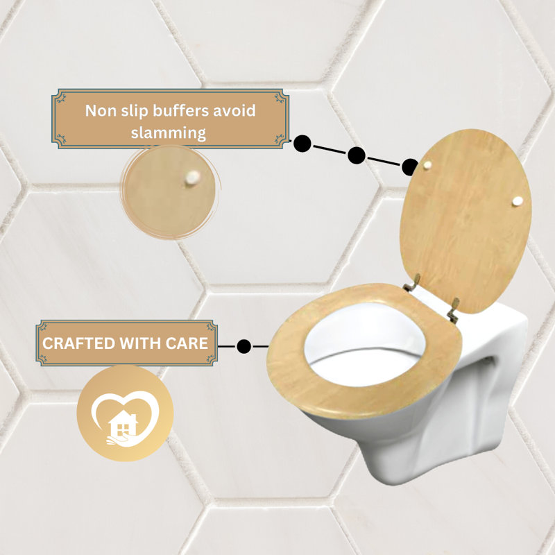 Ackryod Soft Close Elongated Standard Toilet Seat, Light Brown