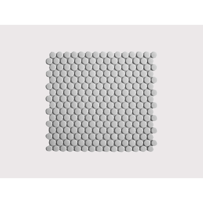 Metro Penny Round 1" Mosaic, Gray, Glossy